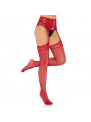 LEG AVENUE - CALZE IN PIZZO BORDEAUX CON GIARRETTIERA TAGLIA UNICA