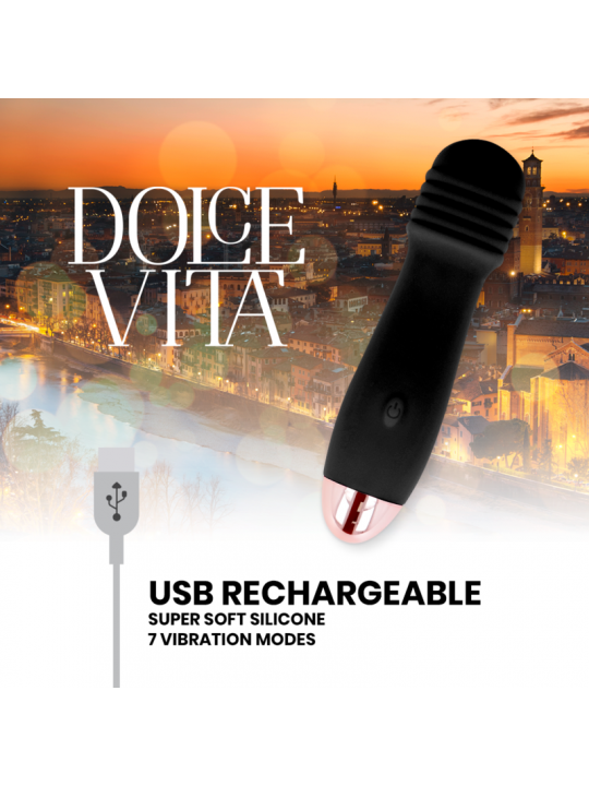 DOLCE VITA - VIBRATORE RICARICABILE TRE NERO A 7 VELOCITÀ