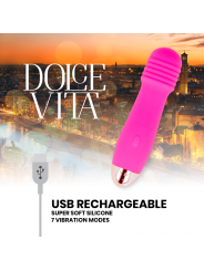 DOLCE VITA - VIBRATORE RICARICABILE TRE ROSA 7 VELOCITÀ