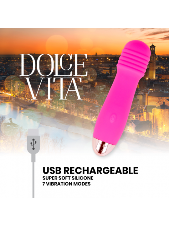 DOLCE VITA - VIBRATORE RICARICABILE TRE ROSA 7 VELOCITÀ