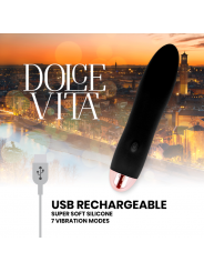 DOLCE VITA - VIBRATORE RICARICABILE QUATTRO NERO A 7 VELOCITÀ