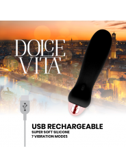 DOLCE VITA - VIBRATORE RICARICABILE CINQUE NERO A 7 VELOCITÀ