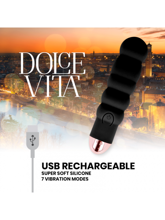 DOLCE VITA - VIBRATORE RICARICABILE SEI NERO 7 VELOCITÀ