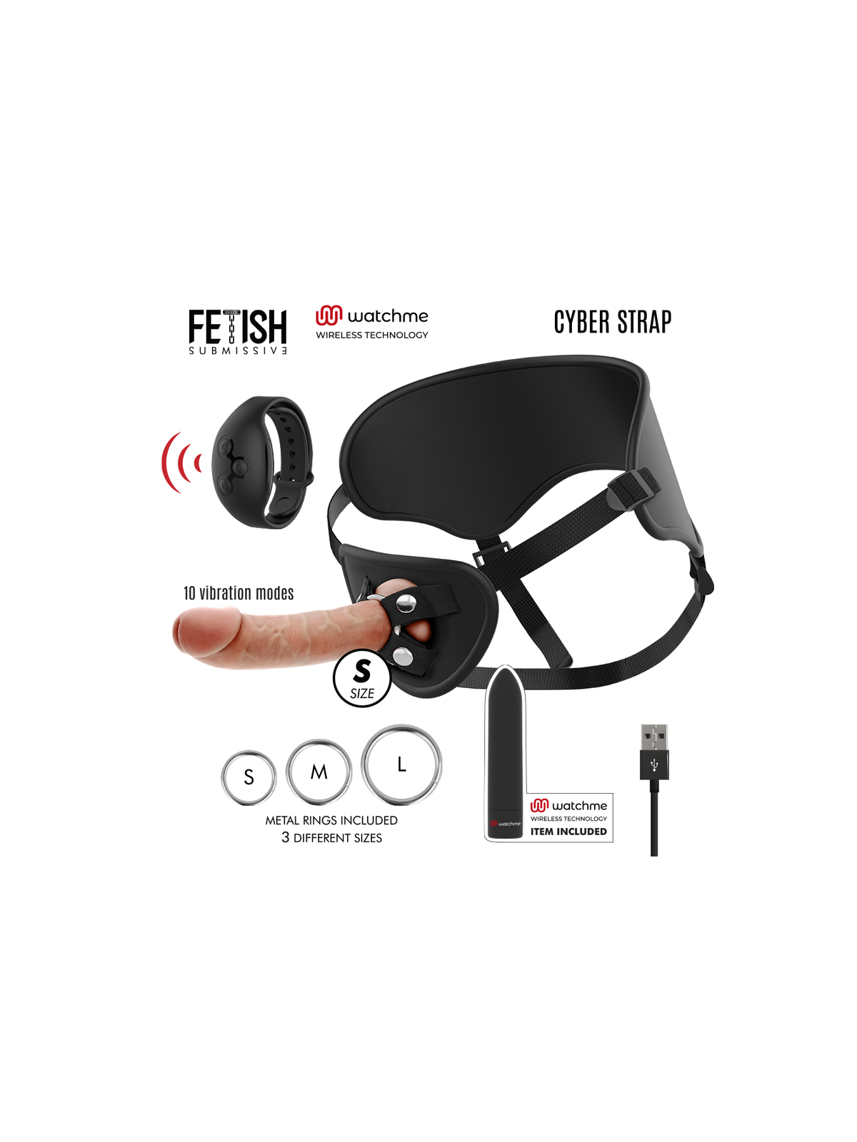 FETISH SUBMISSIVE CYBER STRAP - IMBRAGATURA CON DILDO E TELECOMANDO BULLET TECNOLOGIA WATCHME S