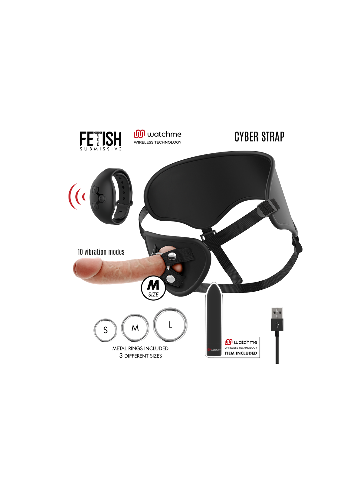 FETISH SUBMISSIVE CYBER STRAP - IMBRAGATURA CON DILDO E TELECOMANDO BULLET TECNOLOGIA WATCHME M