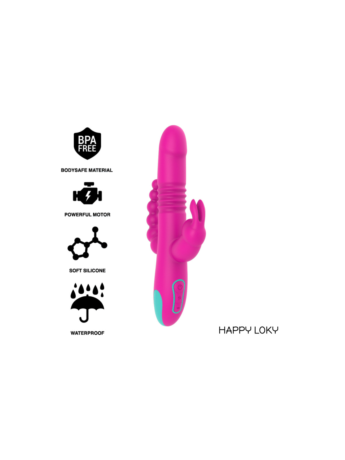 HAPPY LOKY - TRIPLA STIMOLAZIONE DONALD: COMPATIBILE CON LA TECNOLOGIA WIRELESS ANALE, G-SPOT E CLITORIDEA WATCHME