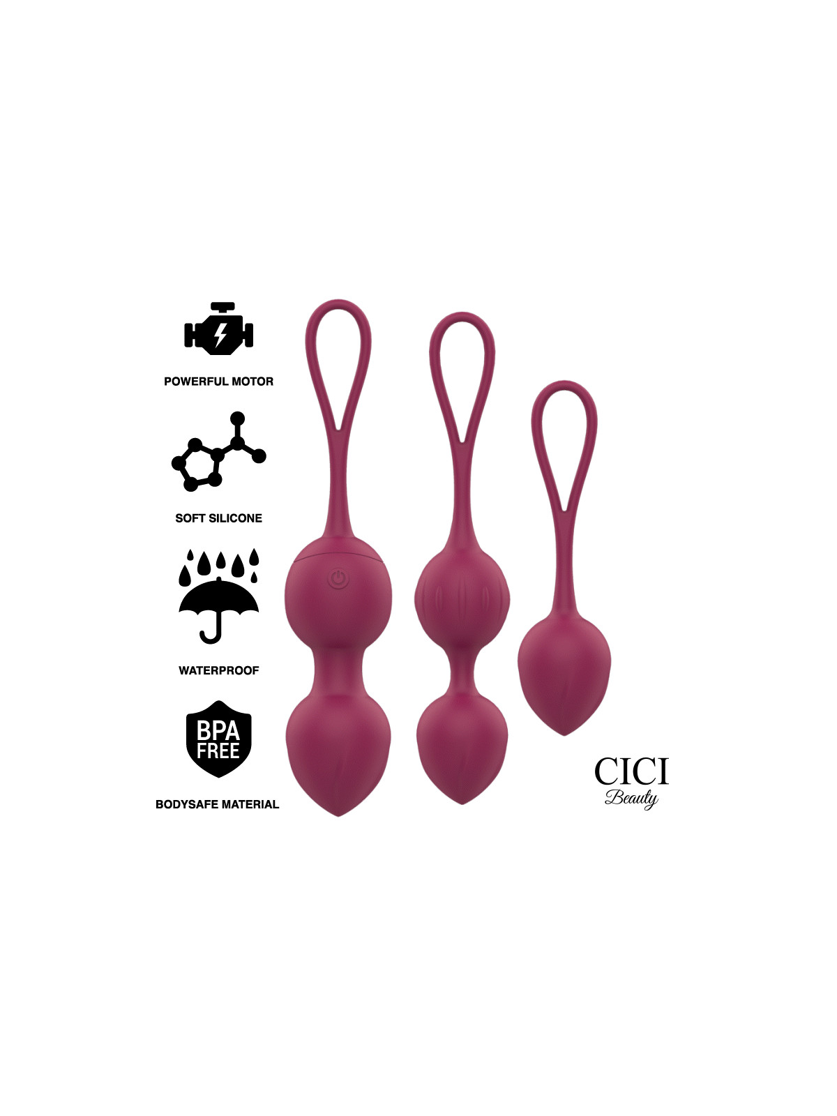 CICI BEAUTY - PREMIUM SILICONE 3 PERLINE VIBRANTI KEGEL TELECOMANDO