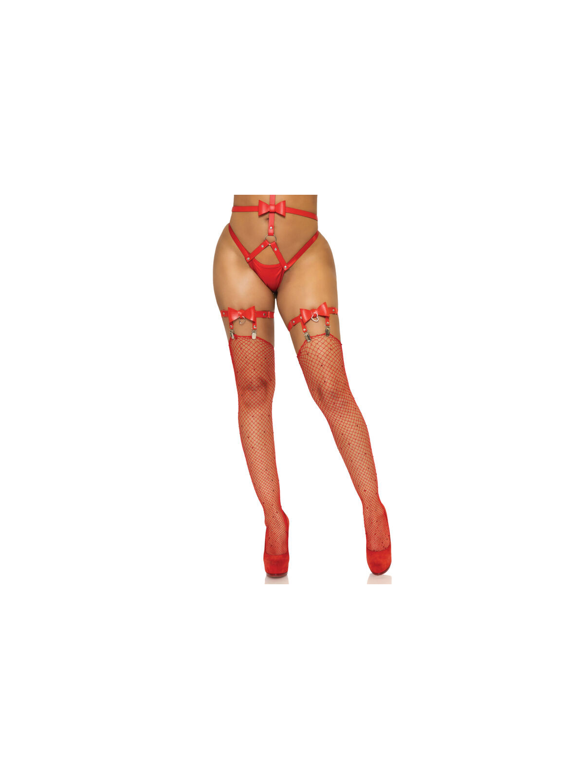 LEG AVENUE - GIARRETTIERA IN PELLE VEGANA TAGLIA UNICA - ROSSO