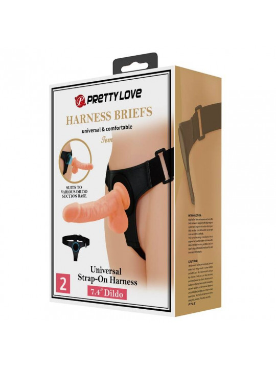 PRETTY LOVE - IMBRAGATURA SLIP UNIVERSALE CON DILDO TOM 20 CM NATURALE