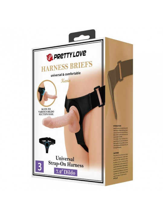 PRETTY LOVE - IMBRAGATURA SLIP UNIVERSALE CON DILDO KEVIN 19 CM NATURALE