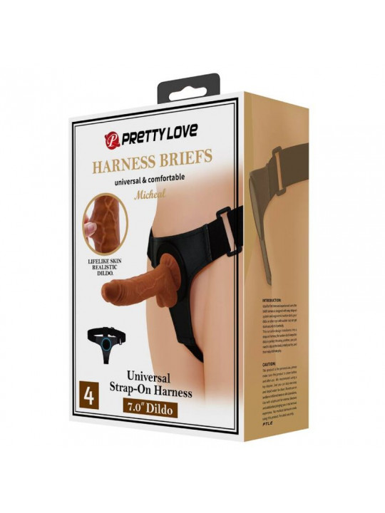 PRETTY LOVE - IMBRAGATURA SLIP UNIVERSALE IMBRAGATURA CON DILDO MICHEAL 20 CM NERO