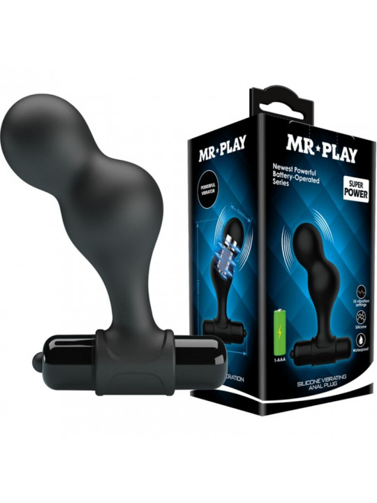 MR PLAY - PLUG ANALE VIBRATORE IN SILICONE NERO