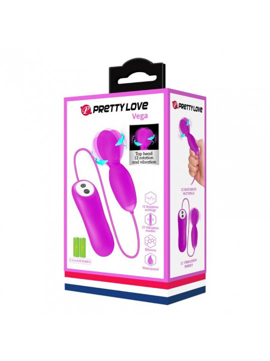 PRETTY LOVE - MASSAGGIATORE VEGA A ROTAZIONE E VIBRAZIONE 12 FUNZIONI FUCSIA