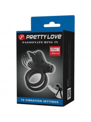 PRETTY LOVE - DOPPIO ANELLO VIBRANTE CON STIMOLATORE NERO