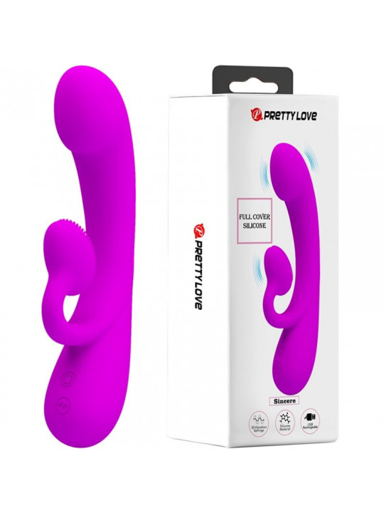 PRETTY LOVE - VIBRATORE SINCERO E VENTOSA CLITORIDE IN SILICONE VIOLA