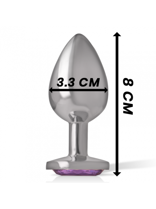 INTENSE - PLUG ANALE IN METALLO ALLUMINIO CON CRISTALLO VIOLA TAGLIA M