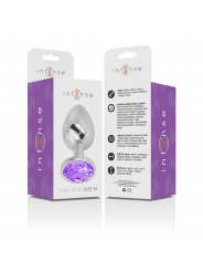 INTENSE - PLUG ANALE IN METALLO ALLUMINIO CON CRISTALLO VIOLA TAGLIA M