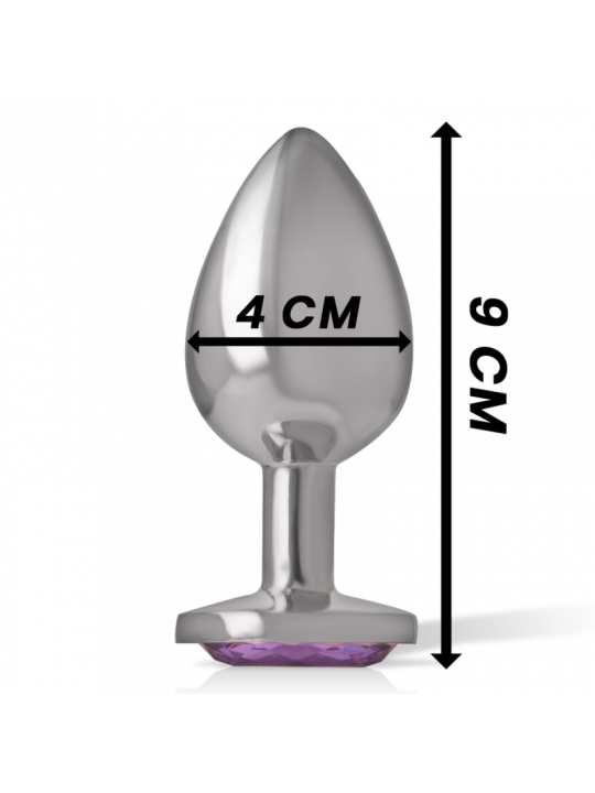 INTENSE - PLUG ANALE IN METALLO ALLUMINIO CON CRISTALLO VIOLA MISURA L