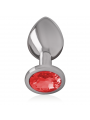 INTENSE - PLUG ANALE IN METALLO ALLUMINIO CON CRISTALLO ROSSO MISURA S