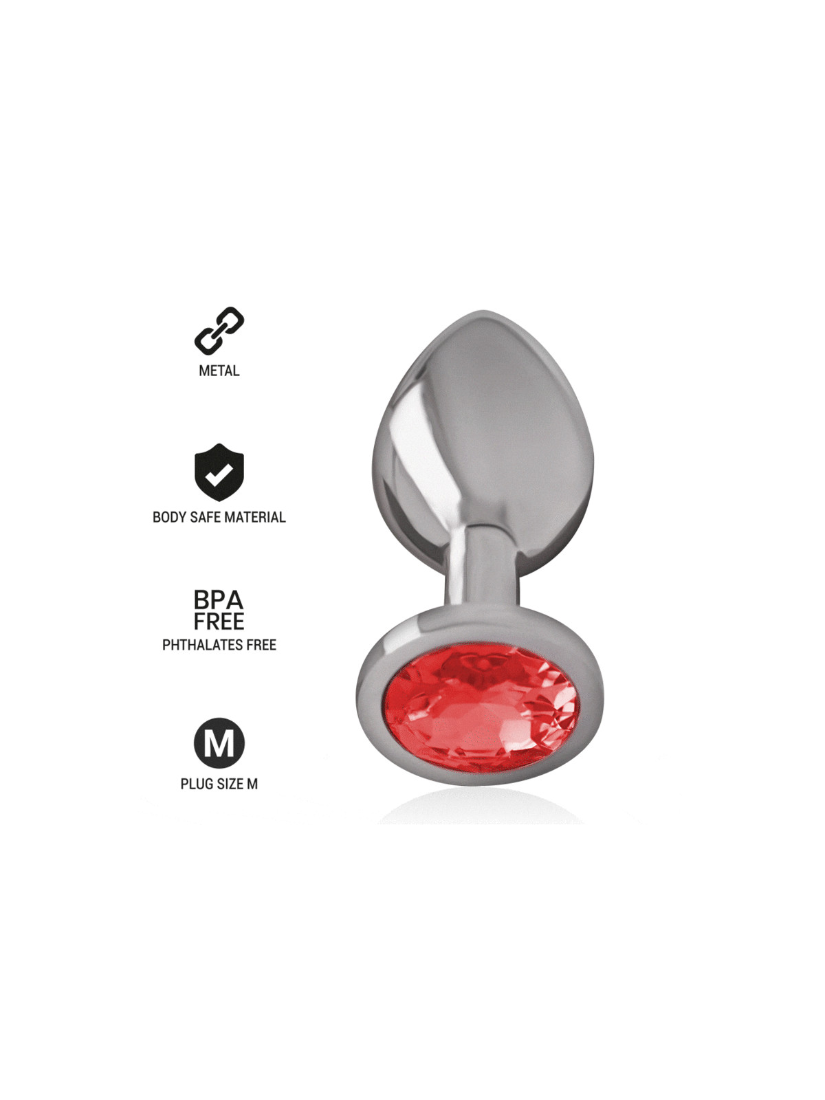 INTENSE - PLUG ANALE IN METALLO CON CRISTALLO ROSSO MISURA M