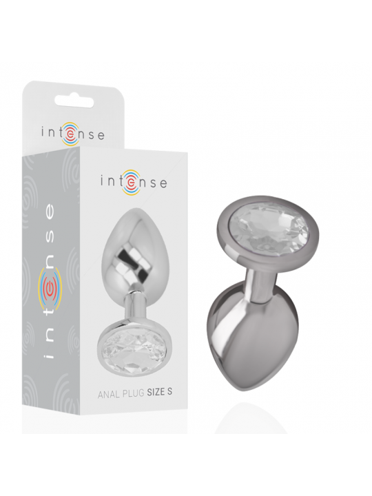 INTENSE - PLUG ANALE IN METALLO ALLUMINIO CON CRISTALLO ARGENTO MISURA S