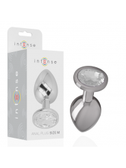 INTENSE - PLUG ANALE IN METALLO ALLUMINIO CON CRISTALLO ARGENTO TAGLIA M