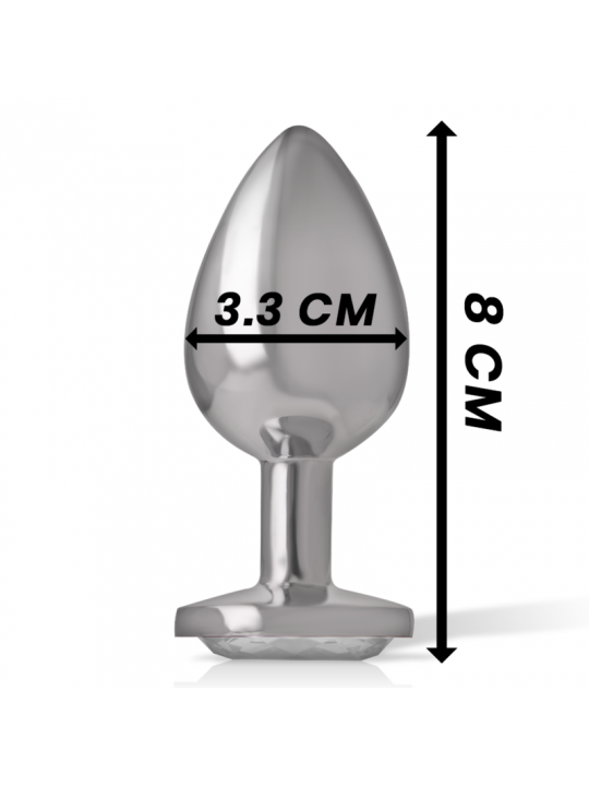 INTENSE - PLUG ANALE IN METALLO ALLUMINIO CON CRISTALLO ARGENTO TAGLIA M