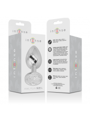 INTENSE - PLUG ANALE IN METALLO ALLUMINIO CON CRISTALLO ARGENTO MISURA L