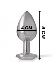 INTENSE - PLUG ANALE IN METALLO ALLUMINIO CON CRISTALLO ARGENTO MISURA L