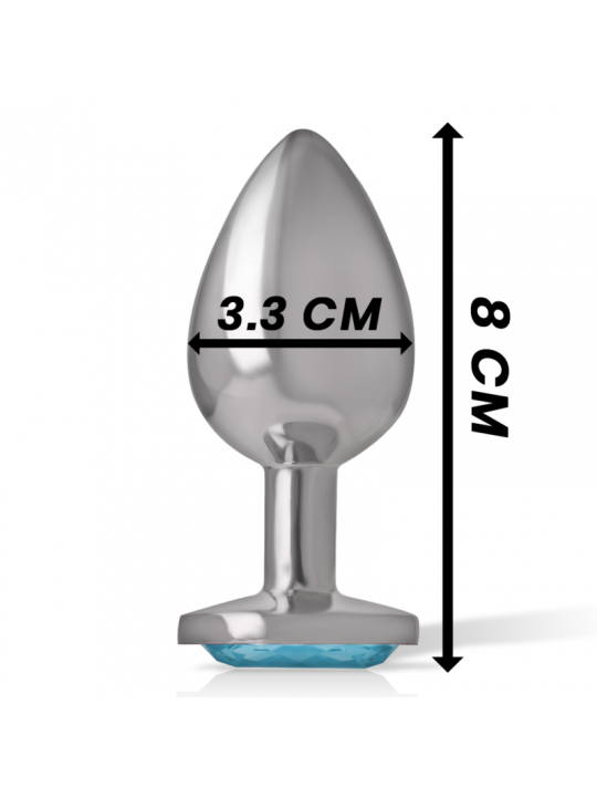 INTENSE - PLUG ANALE IN METALLO ALLUMINIO CON VETRO BLU TAGLIA M