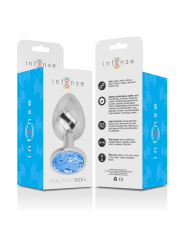 INTENSE - PLUG ANALE IN METALLO ALLUMINIO CON CRISTALLO BLU TAGLIA L