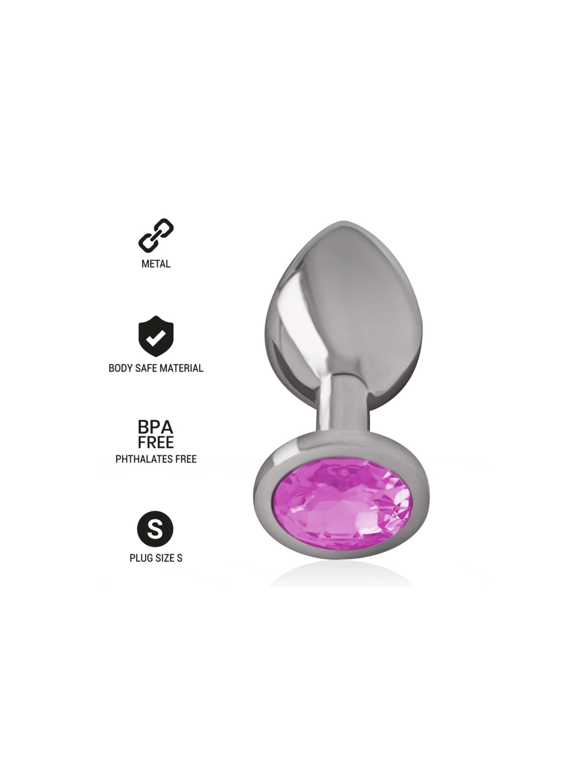 INTENSE - PLUG ANALE IN METALLO ALLUMINIO CON CRISTALLO ROSA TAGLIA S