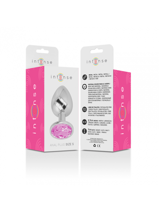 INTENSE - PLUG ANALE IN METALLO ALLUMINIO CON CRISTALLO ROSA TAGLIA S