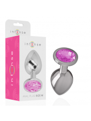 INTENSE - PLUG ANALE IN METALLO ALLUMINIO CON CRISTALLO ROSA TAGLIA M