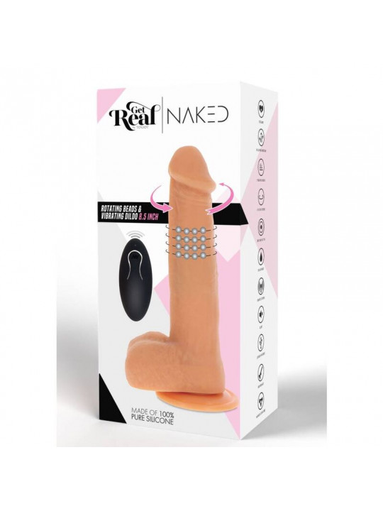 GET REAL - PELLE DILDO VIBRANTE CON PERLINE ROTANTI