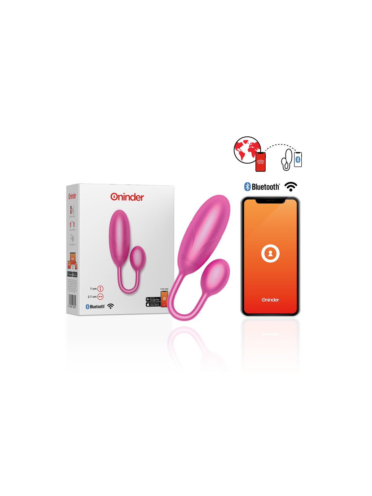 ONINDER - UOVO VIBRANTE DENVER ROSA 7 X 2,7 CM APP GRATUITA