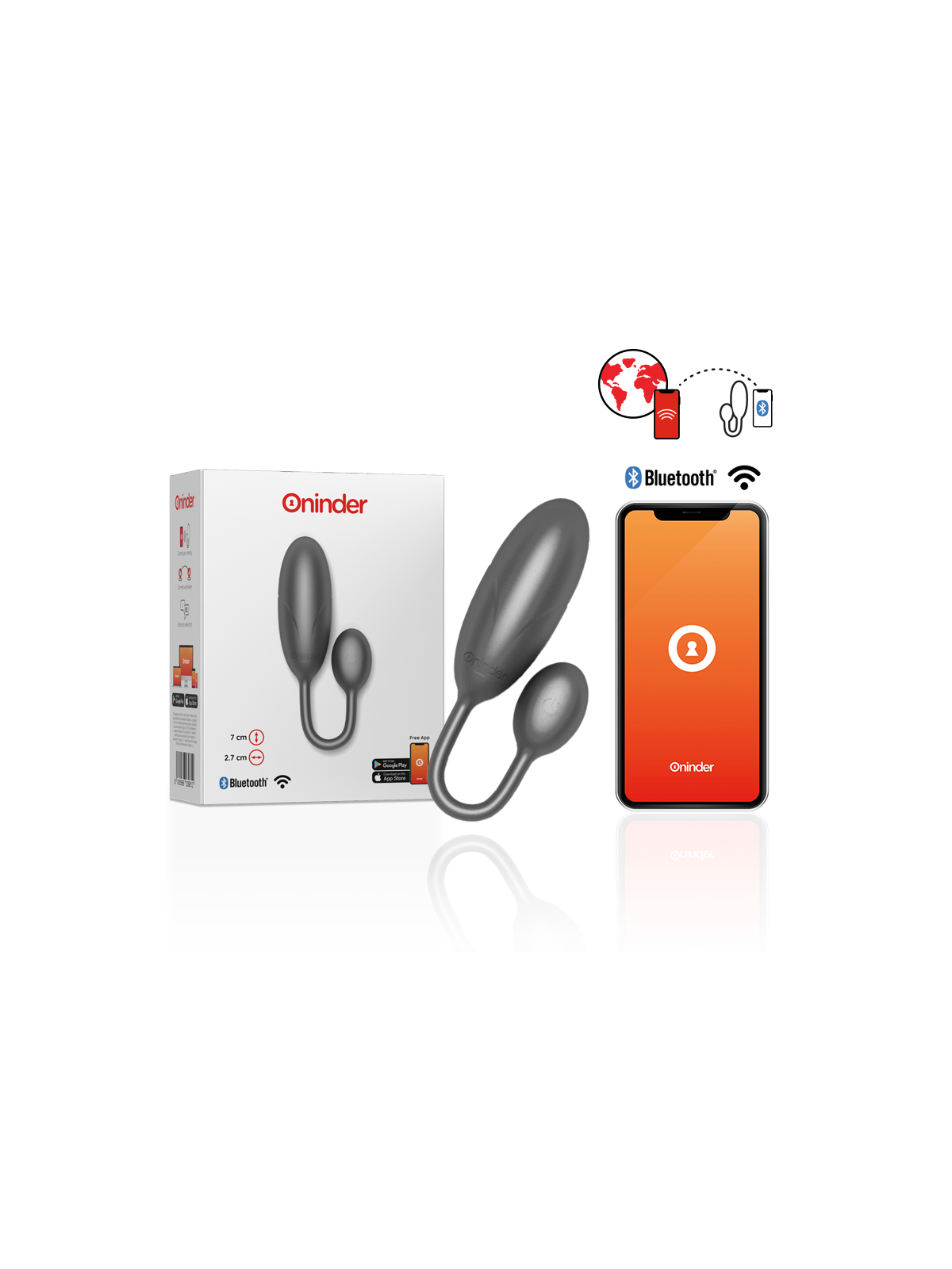 ONINDER - UOVO VIBRANTE DENVER NERO 7 X 2,7 CM APP. GRATUITA