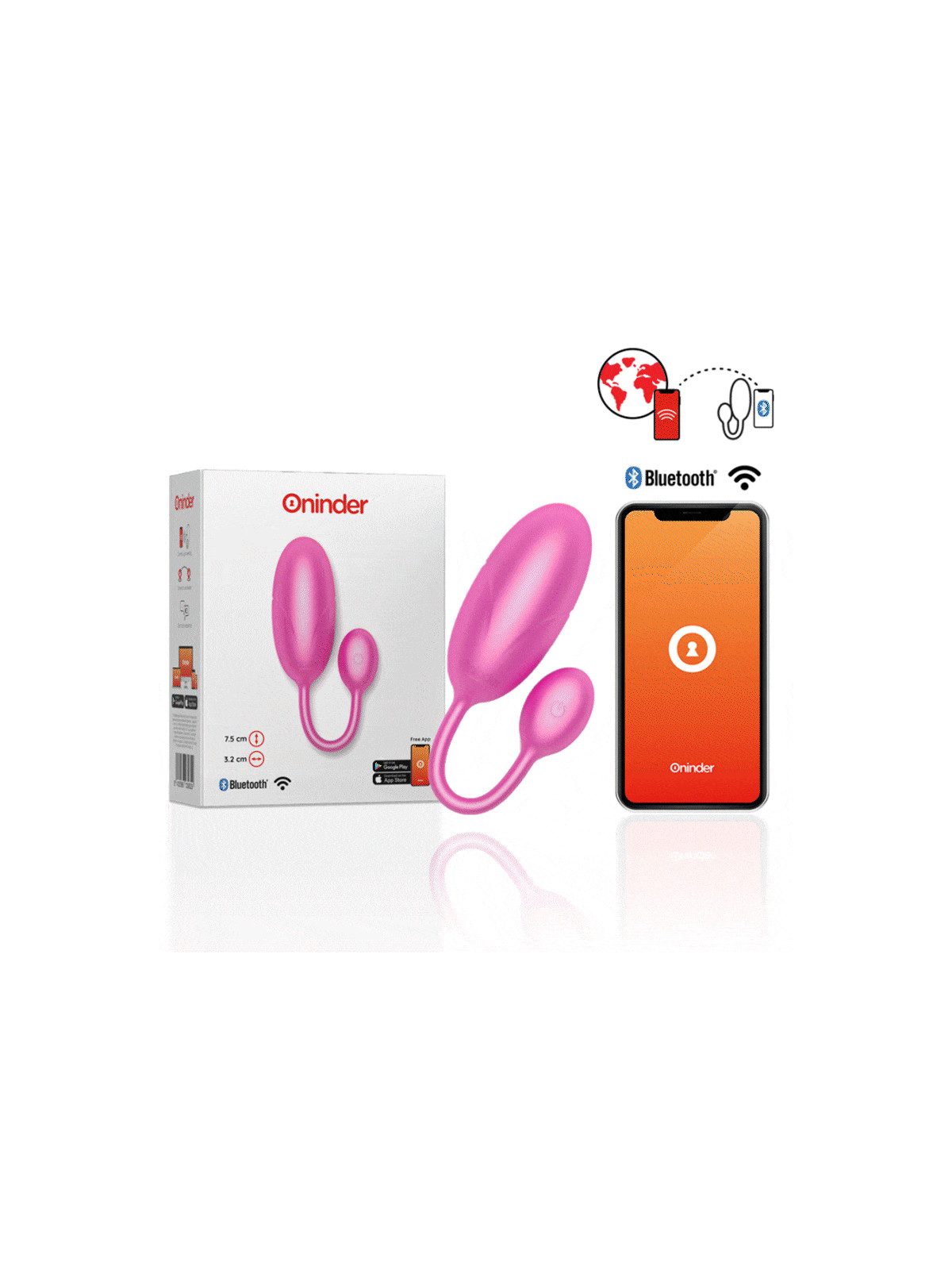 ONINDER - UOVO VIBRANTE TOKYO ROSA 7,5 X 3,2 CM APP GRATUITA