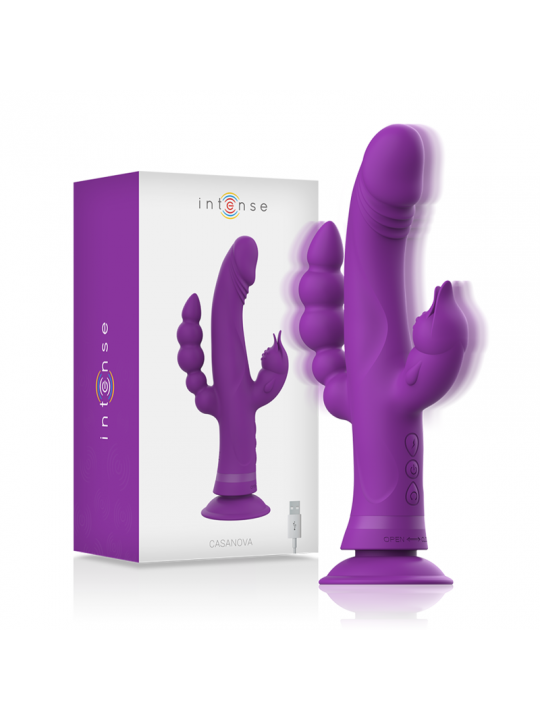 INTENSE - VIBRATORE IN SILICONE CASANOVA RABBIT TRIPLO MOTORE VIOLA