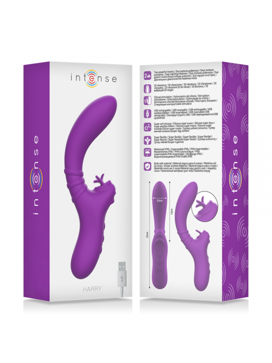 INTENSE - VIBRATORE FLESSIBILE HARRY CON LINGUA VIOLA