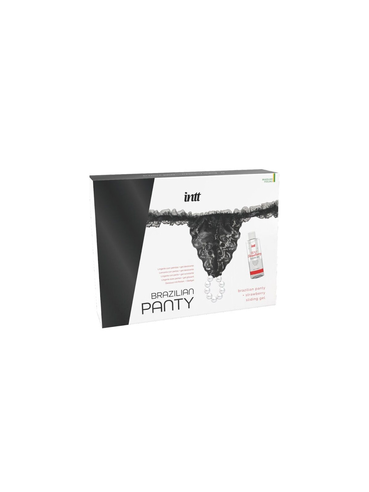 INTT RELEASES - SLIP NERO BRASILIANO CON PERLE E GEL LUBRIFICANTE 50 ML