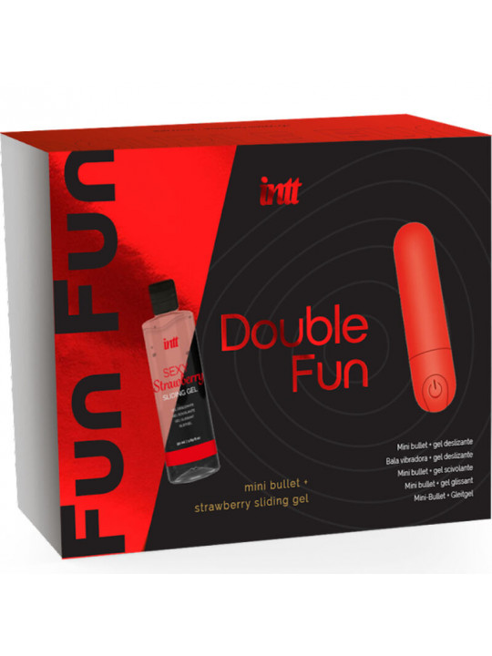 INTT RELEASES - KIT DOPPIO DIVERTIMENTO CON BULLET VIBRANTE E GEL DA MASSAGGIO ALLA FRAGOLA