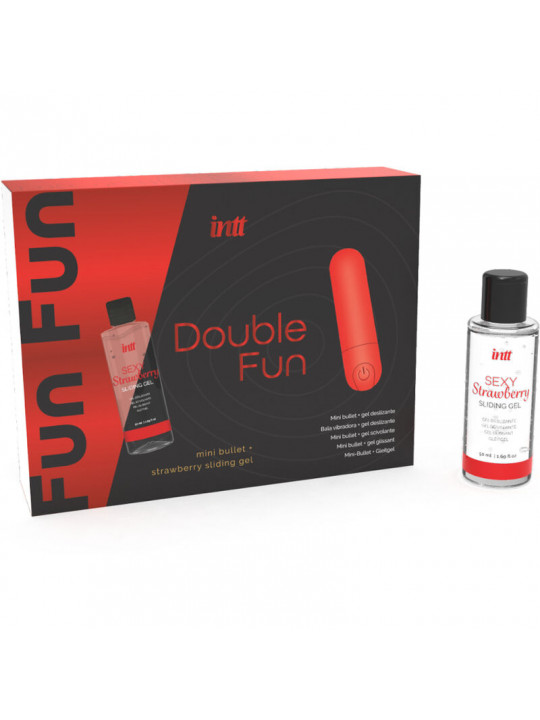 INTT RELEASES - KIT DOPPIO DIVERTIMENTO CON BULLET VIBRANTE E GEL DA MASSAGGIO ALLA FRAGOLA