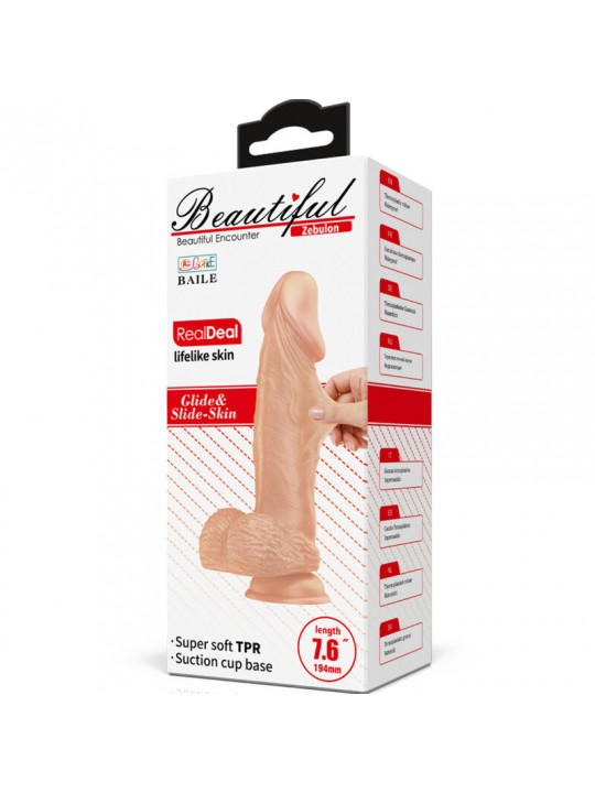 BAILE - BELLISSIMO DILDO FLESSIBILE REALISTICO ZEBULONE INCONTRO 19.4 CM NATURALE