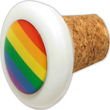 PRIDE - TAPPO IN CERAMICA TONDO IN SUGHERO CON BANDIERA LGBT