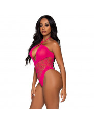 LEG AVENUE - BODY SCOLLO APERTO E INCROCIATO FUCSIA