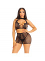 LEG AVENUE - TOP E GONNA IN PIZZO APERTO NERO