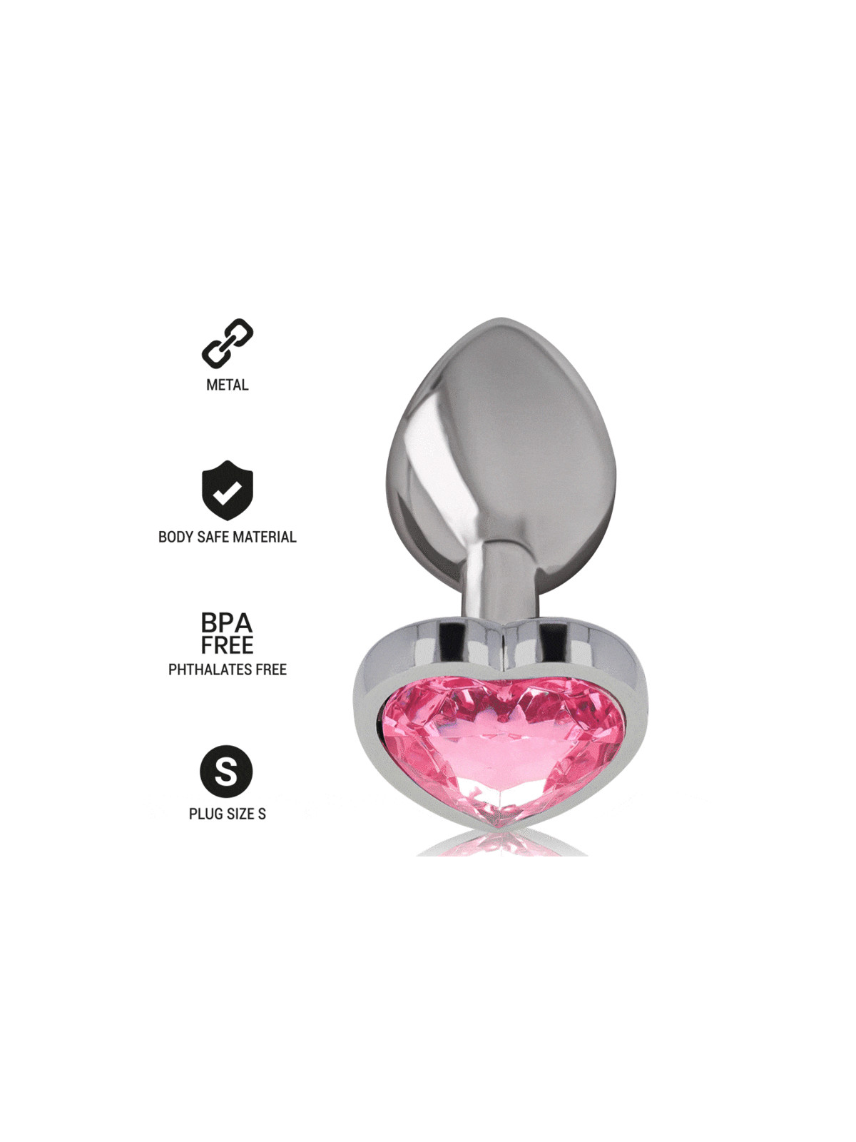 INTENSE - PLUG ANALE IN METALLO ALLUMINIO CUORE ROSA TAGLIA S