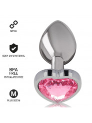 INTENSE - PLUG ANALE IN METALLO ALLUMINIO CUORE ROSA TAGLIA M