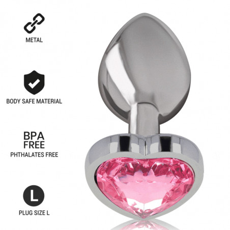 INTENSE - PLUG ANALE IN METALLO ALLUMINIO CUORE ROSA TAGLIA L